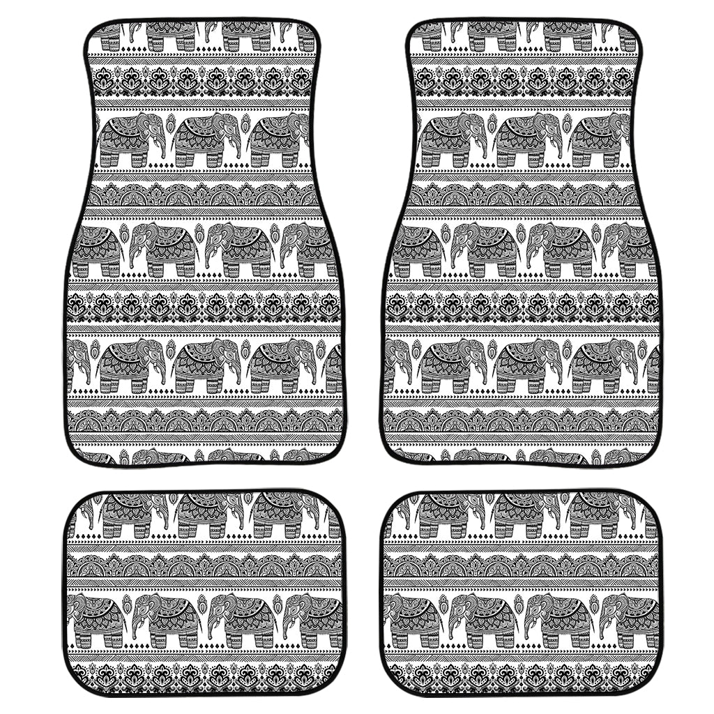 Indian Bohemian Elephant Pattern Print Front And Back Car Floor Mats