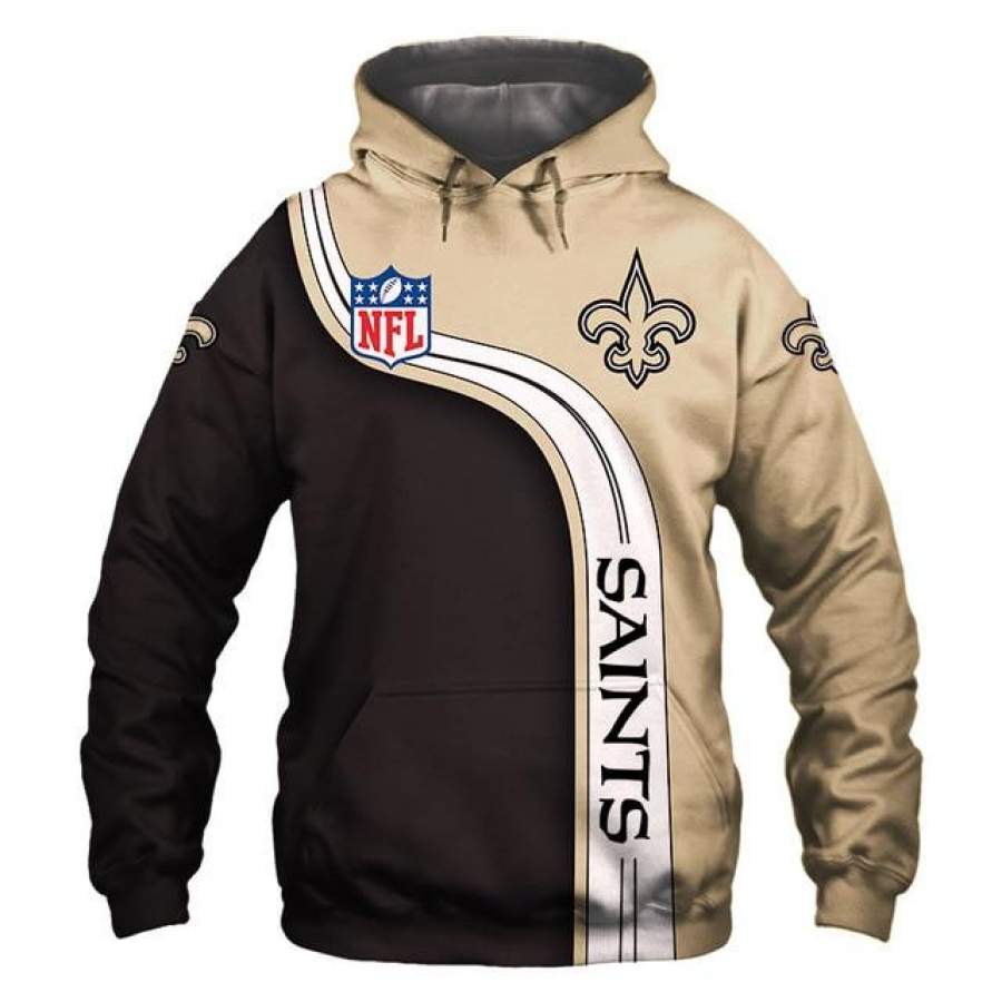 New Orleans Saints Curved Stripes 3D Hoodie