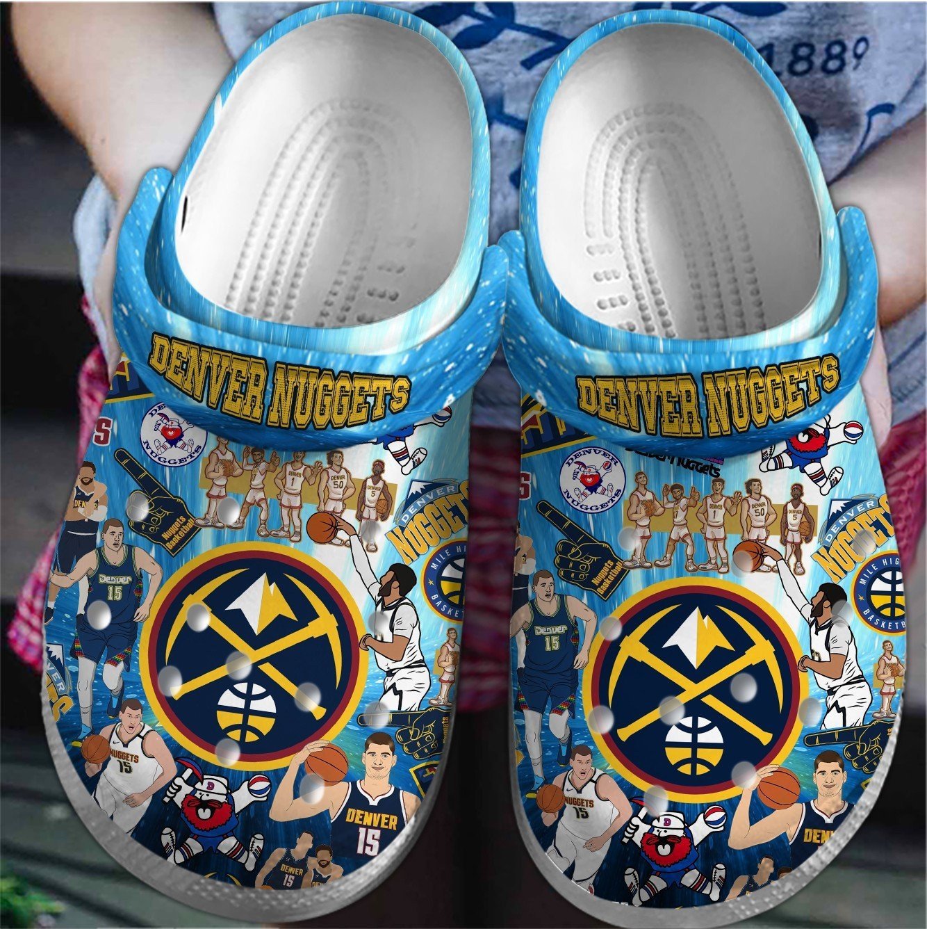 Denver Nuggets NBA Sport Crocs Crocband Clogs Shoes Comfortable For Men Women and Kids