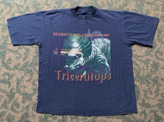 Vintage 90S Triceratops Seventy Million Years Ago Navy Shirtarge Dinosaur Shirt