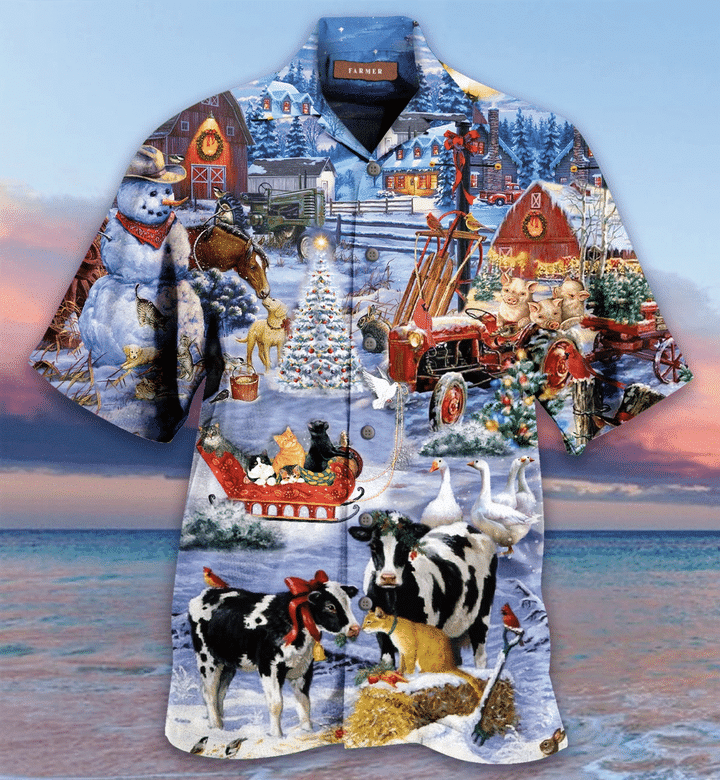 Beautiful Farm On Christmas Days Hawaiian Shirt