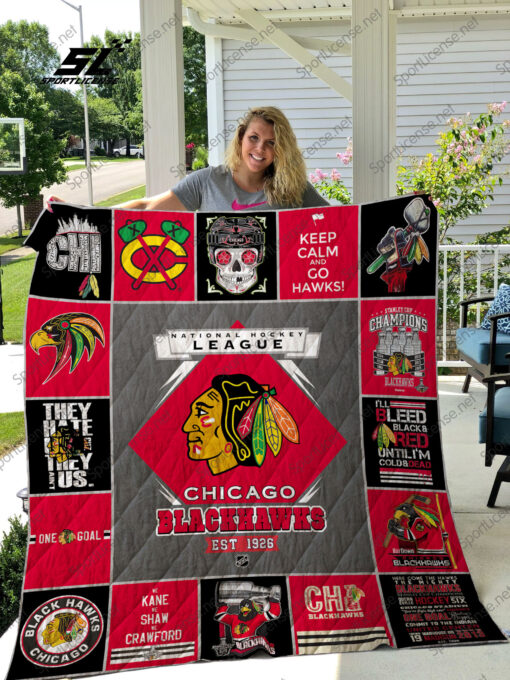 Chicago Blackhawks Quilt Blanket Nt