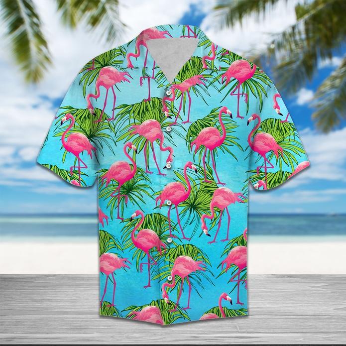 Flamingo Tropical Hawaii Unisex Print Aloha Short Sleeve Casual Shirt Ha69088