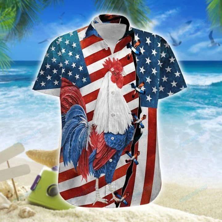 American Flag Rooster Aloha Hawaii Shirts For Men Women Ha110350