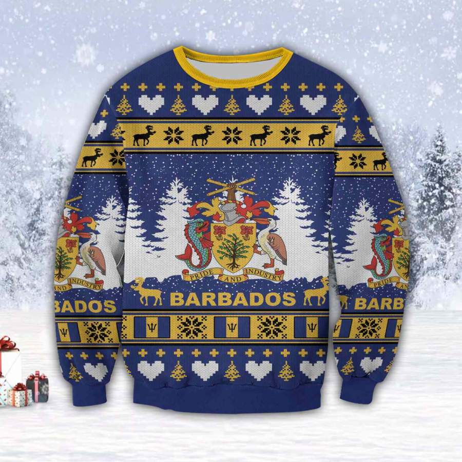 BARBADOS ISLAND – PRIDE & INDUSTRY 3D ALL OVER PRINT UGLY CHRISTMAS SWEATER