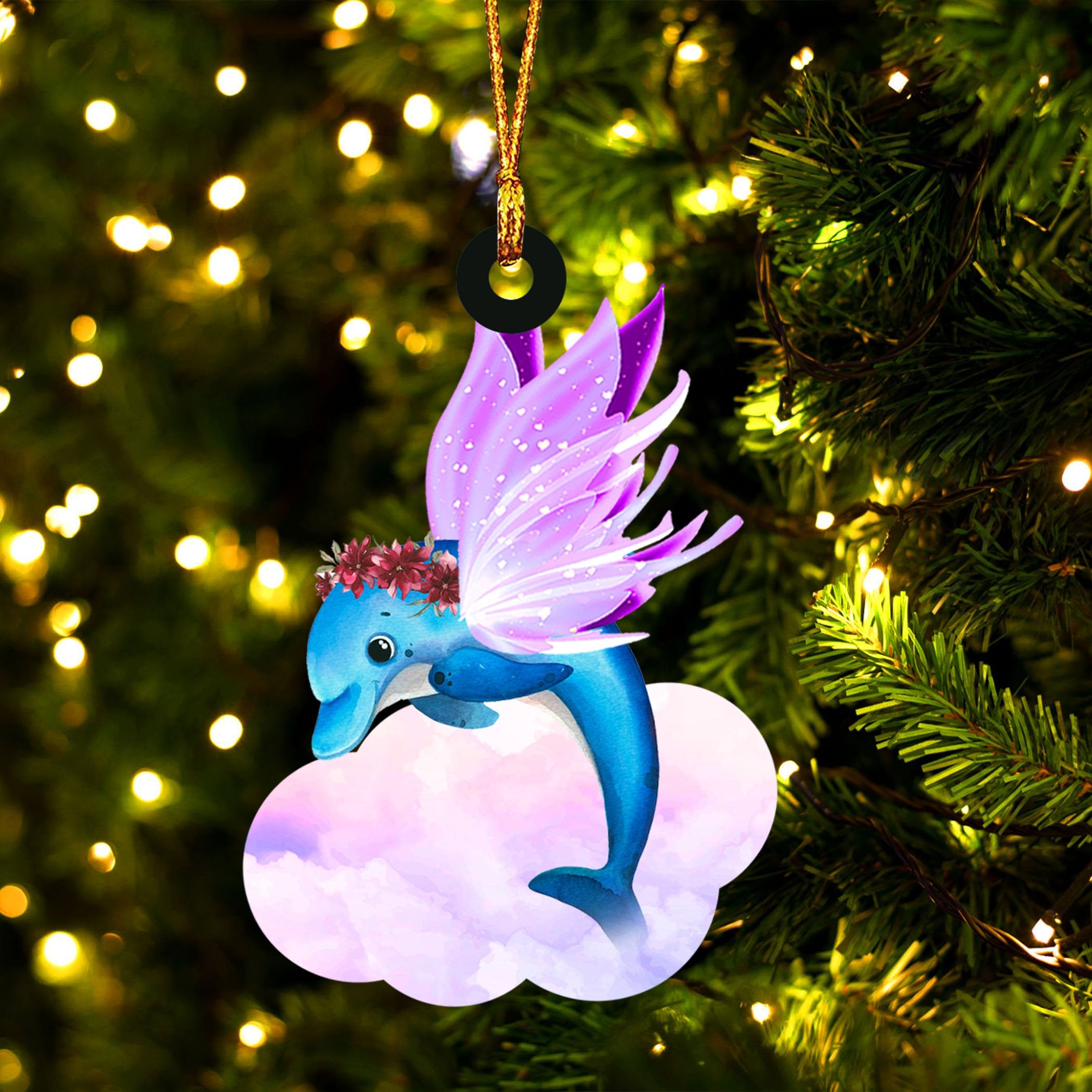 Dolphin And Wings Gift For Her Gift For Him Gift For Dolphin Lover Ornament