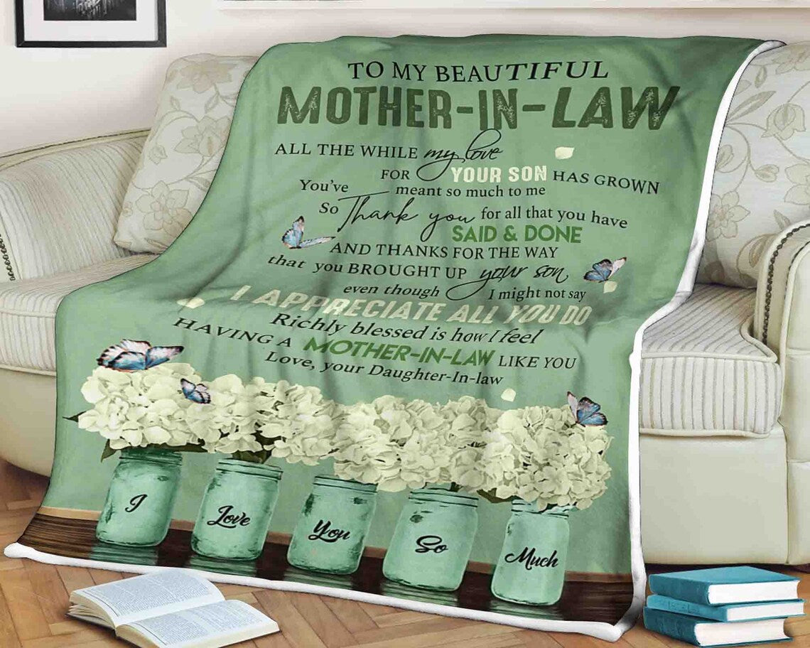 To My Mother-In-Law Thank You For All That You Have Said Or Done Fleece Blanket Gift For Family,Birthday,Parents,Mother,Mom Gift Home Decor Bedding Couch Sofa Soft And Comfy