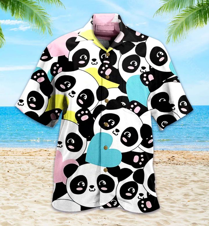 Panda Hearts Big Kids Colorful 3D Hawaiian Shirt