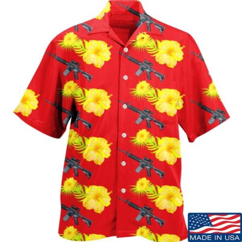 Yellow Flower AR15 Hawaiian Shirt