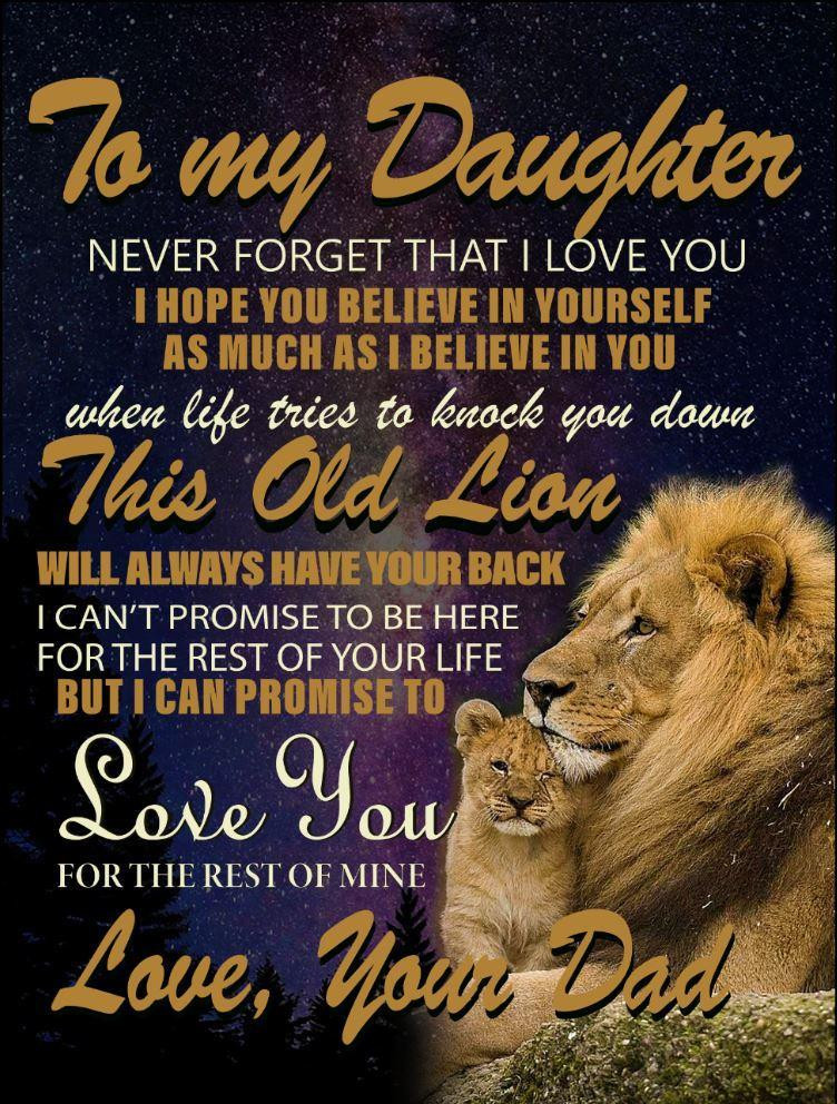 To My Daughter Love Your Dad Lion Cozy Fleece Blanket Sherpa Blanket