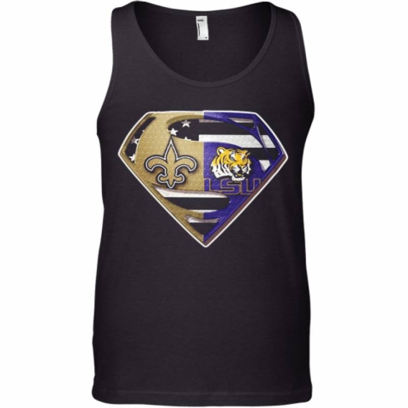 New Orleans Saints And LSU Tiger Superman Tank Top