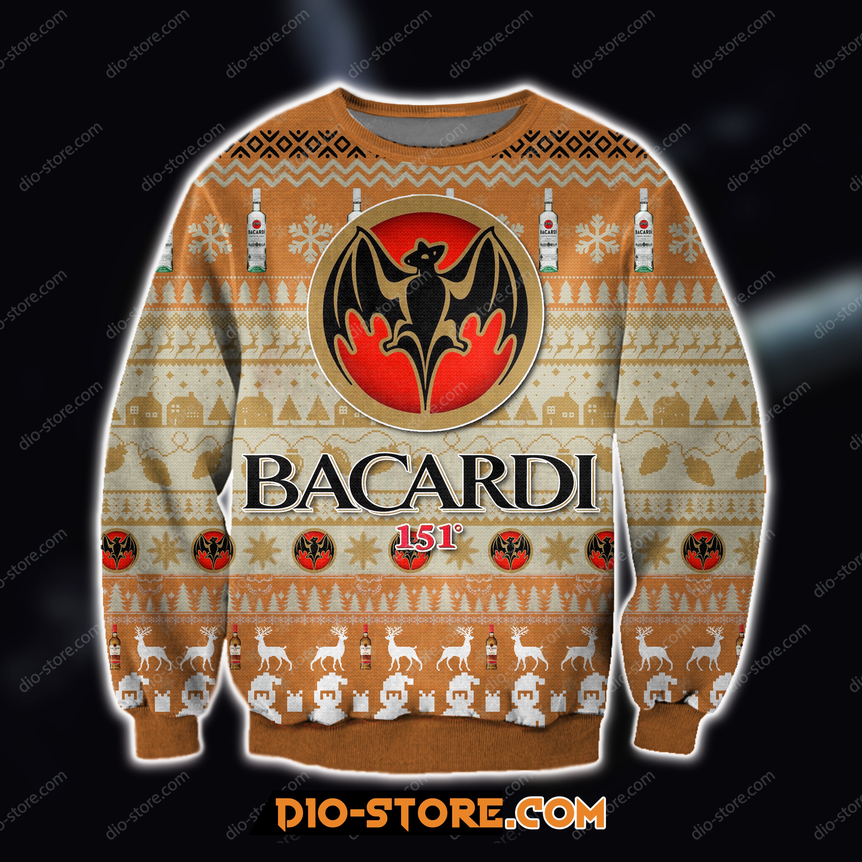 Bacardi Wine Knitting Pattern 3D Print Ugly Christmas Sweater 1492020