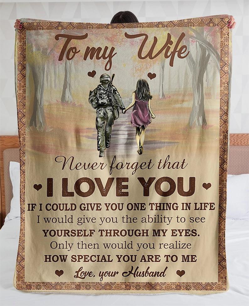 To My Wife Blanket,Never Forget That I Love You,Best Gift For Valentine’S Day And Christmas,Gift For Wife Family Home Decor Bedding Couch Sofa Soft And Comfy Cozy