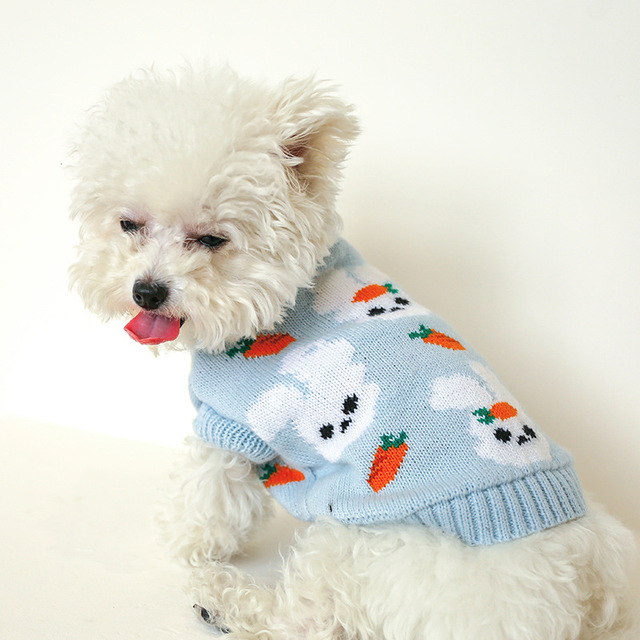 Pet Sweater Autumn And Winter New Products Pet Dog Cat Clothing Warm Sweater Teddy Rabbit Print Sweater Dogs Pullover Cardigan alx