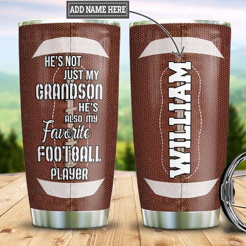 American Football To My Grandson Stainless Steel Tumbler, Personalized Tumblers, Tumbler Cups, Custom Tumblers Fashion24Hs