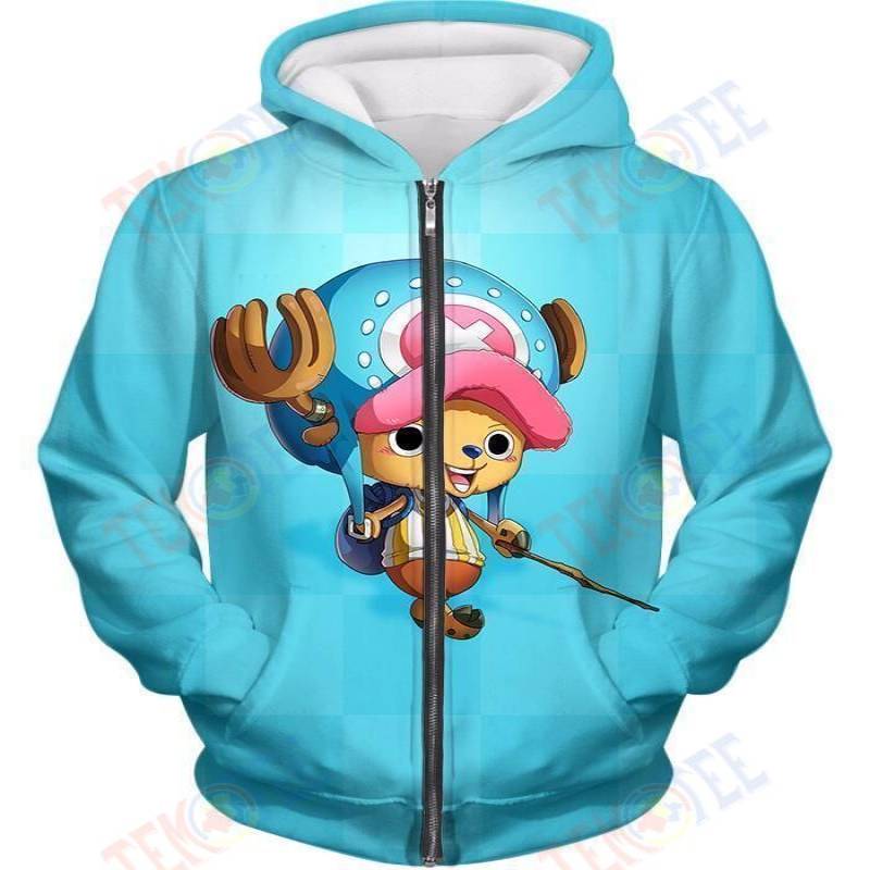 One Piece Zip Up Hoodie One Piece Cotton Candy Lover Doctor Tony Tony Chopper Blue Zip Up Hoodie Anime Hoodies TMT668