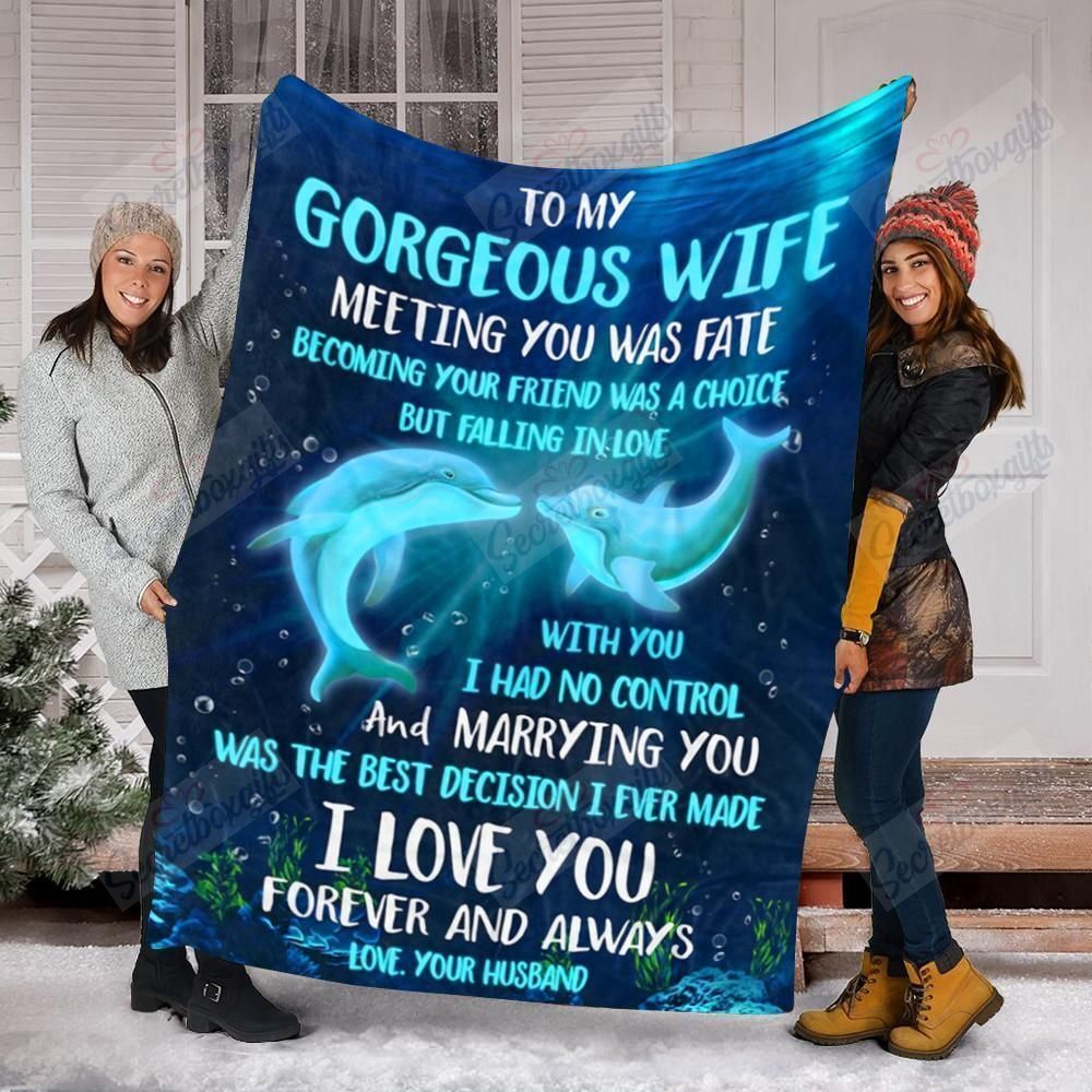 Dolphin To My Gorgeous Wife I Love You Always Yq0202582Cl Fleece Blanket