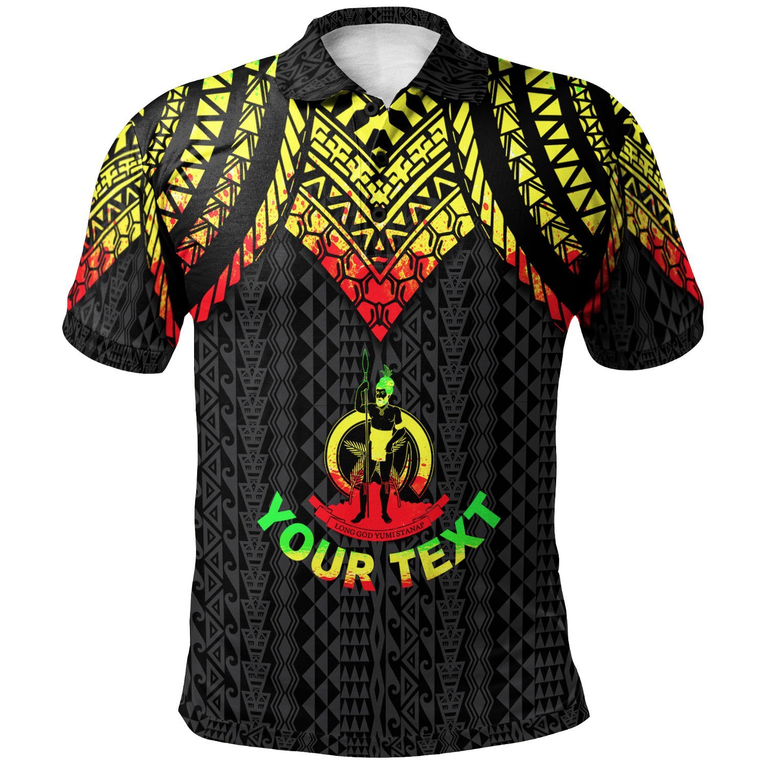 Vanuatu Custom Personalised Polo Shirt – Polynesian Armor Style Reagge – BN39