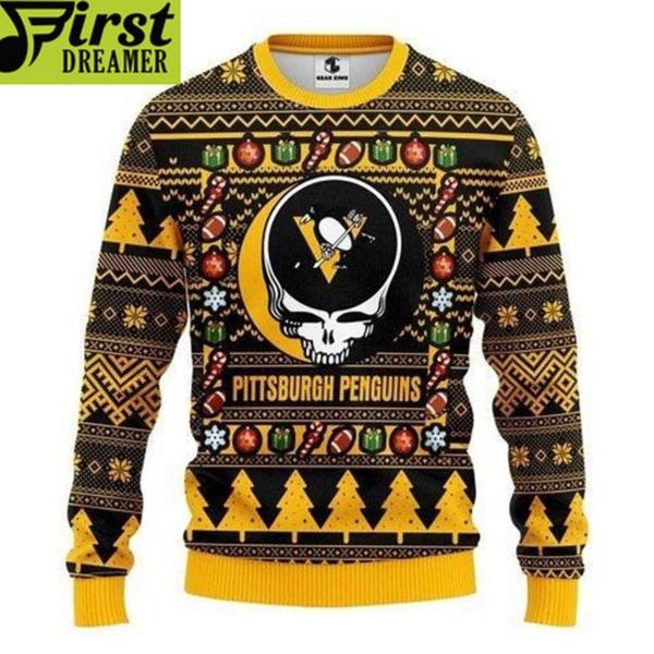 Pittsburgh Penguins Grateful Dead Gift For Fan Ugly Wool Sweater Christmas All