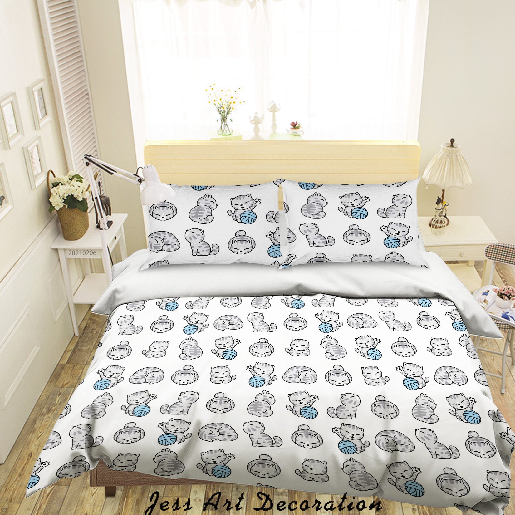 3D Cute Animal Cat Quilt Cover Set Bedding Set Duvet Cover Pillowcases 114