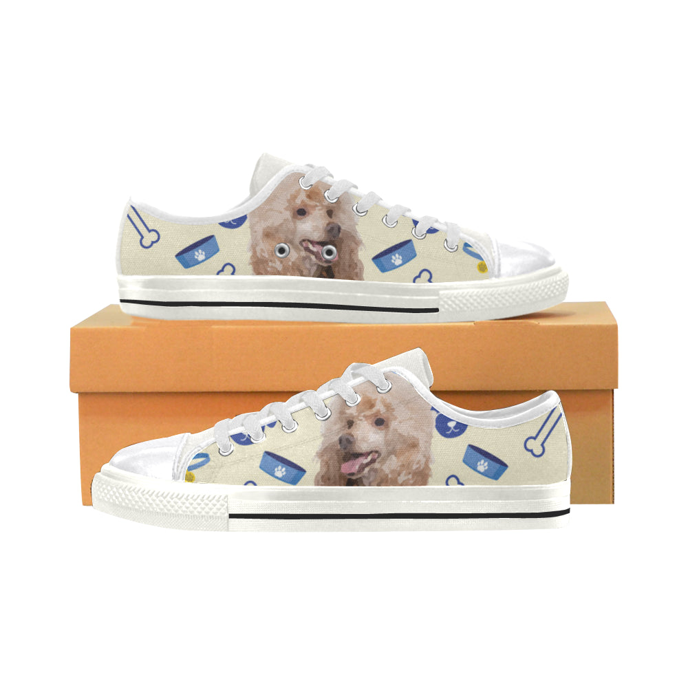 Poodle Dog White Canvas Women’s Shoes/Large Size