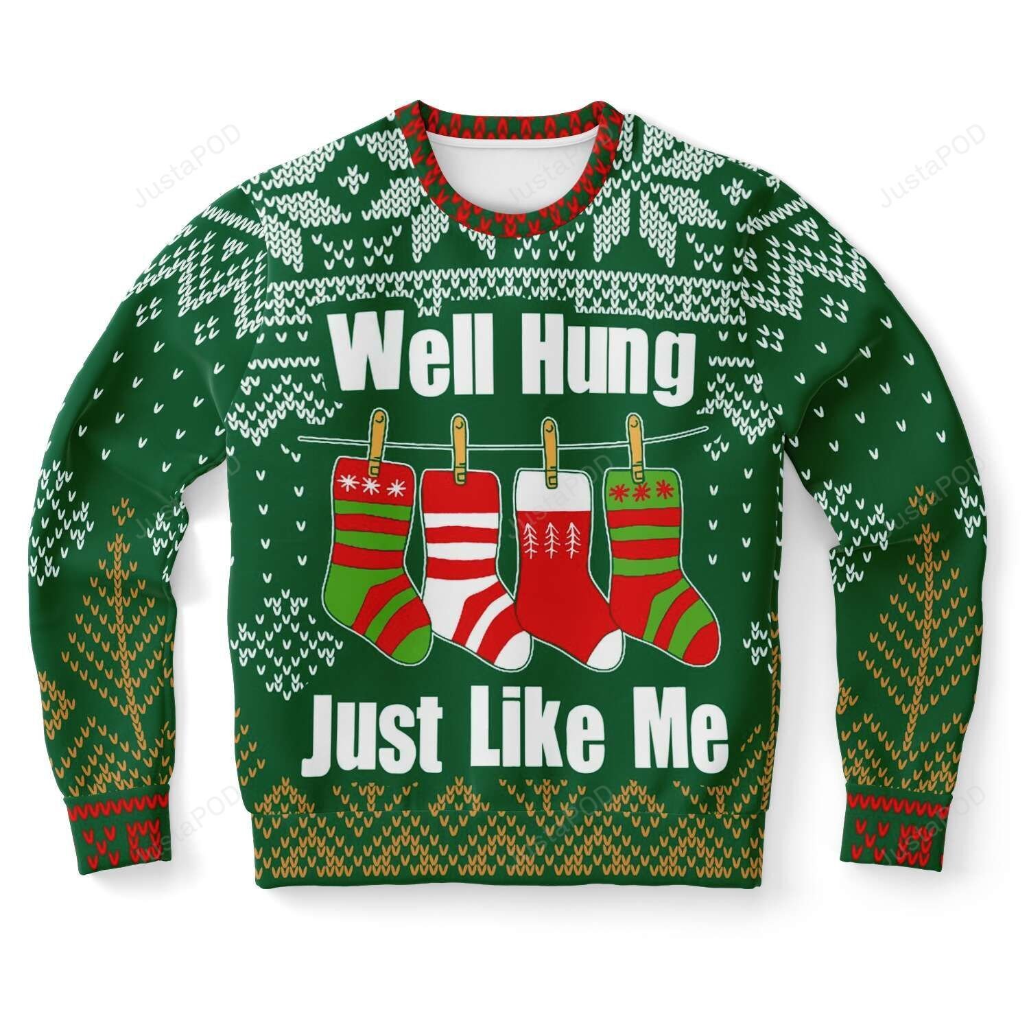 Well Hung Ugly Christmas Sweater, All Over Print Sweatshirt