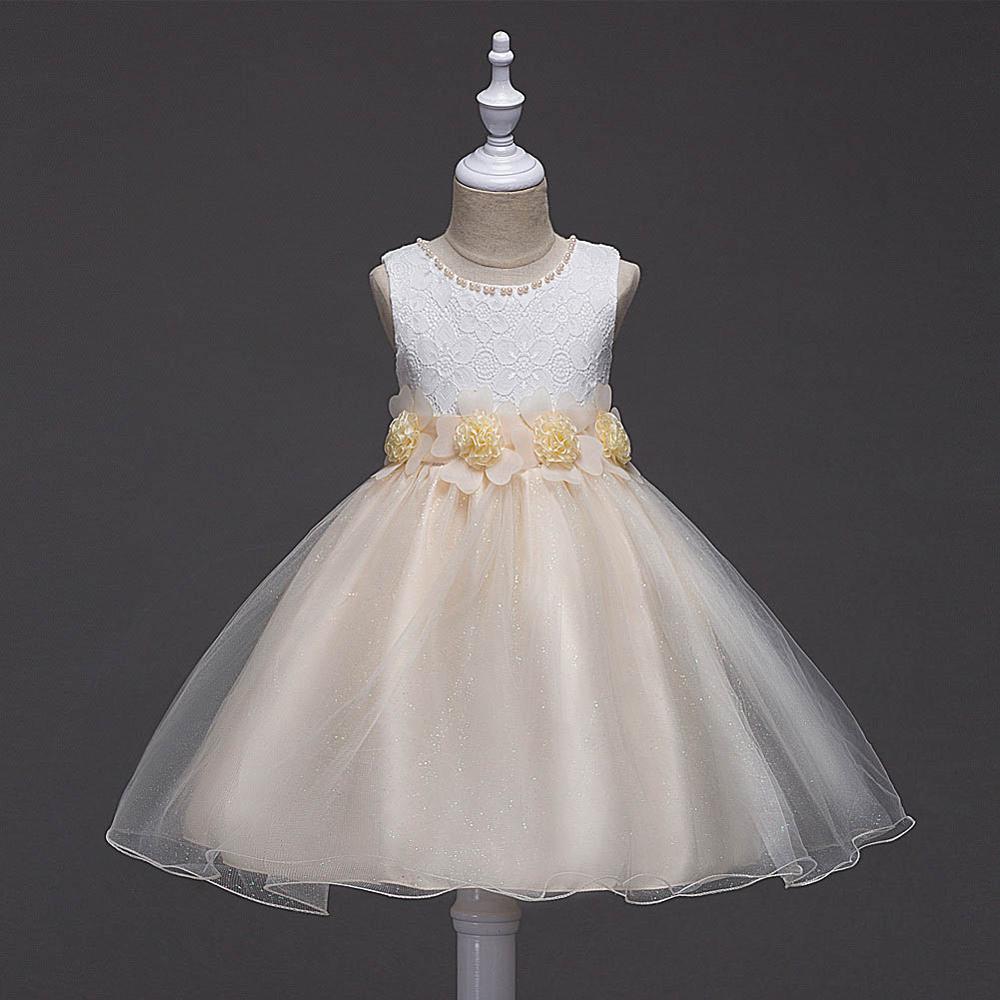 2020 Summer Girls Dress Princess Bow Flower Kids Wedding Dresses For Girls Clothes Baby Birthday Party Costume Children Clothing alx