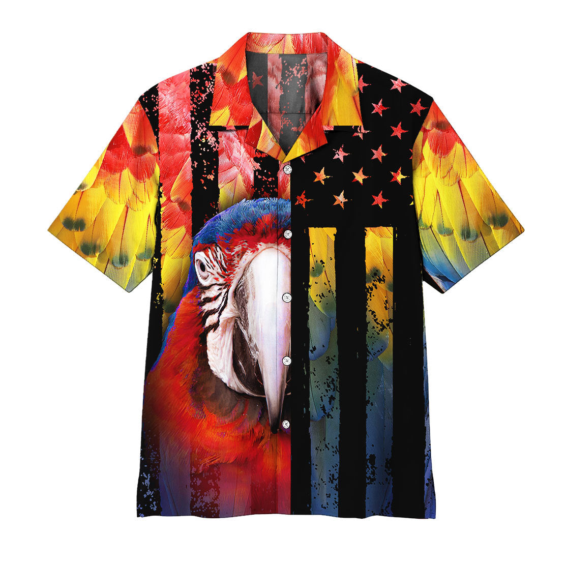 Gearhumans Parrot American Flag Hawaiian Shirt Ha98327