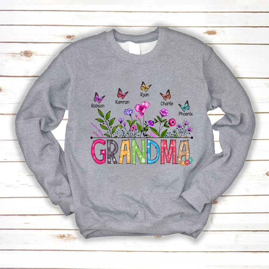 Grandma And Grandkids Butterfly Sweatshirt