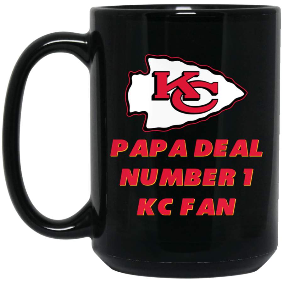 Custom Personalized Kansas City Chiefs Logo Black-Red Papa Deal BM15OZ 15 oz. Black Mug