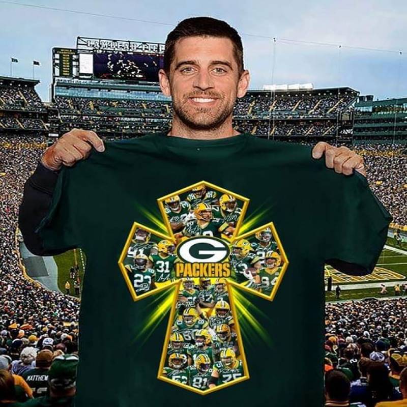 Packers Signatures Beautiful Imagine Art Print Members Of Tem Rugby Green Bay Packers Shaping Cross Pretty Gift For Packers Lovers Black Men And Women T Shirt S-5Xl