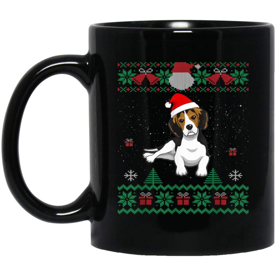 Beagle Dog Lover Ugly Christmas Sweater Xmas Gift For Family  11 oz 15 oz Mug Black