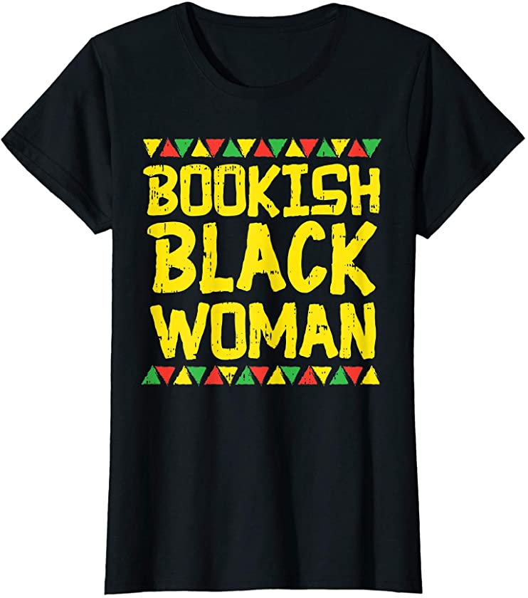 Womens Bookish Black Woman Book Reading Kente Melanin Girl Gift T-Shirt