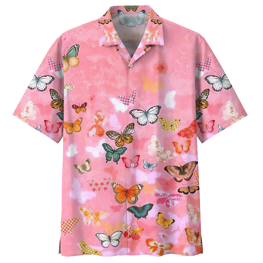 Butterfly Pink High Quality Unisex Hawaii Shirt For Men And Women Ha2370