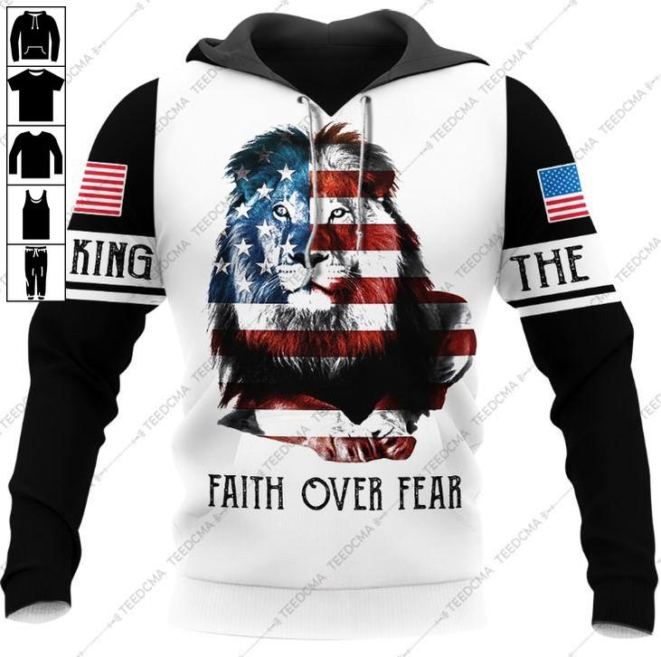 The King – Lion American Flag One Nation Under God 3D All Over Printed Apparel