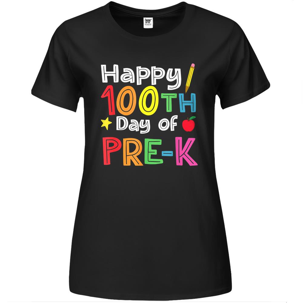 100 Days Of Pre K Teacher And Student Teacher Boy Girl Premium Womens T Shirts