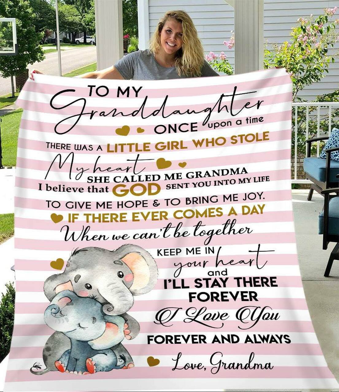 Personalized Baby Elephant To My Granddaughter Fleece Blanket From Grandma Love You Give Me Hope And Bring Me Joy Great Customized Blanket Gifts For Birthday Christmas Thanksgiving