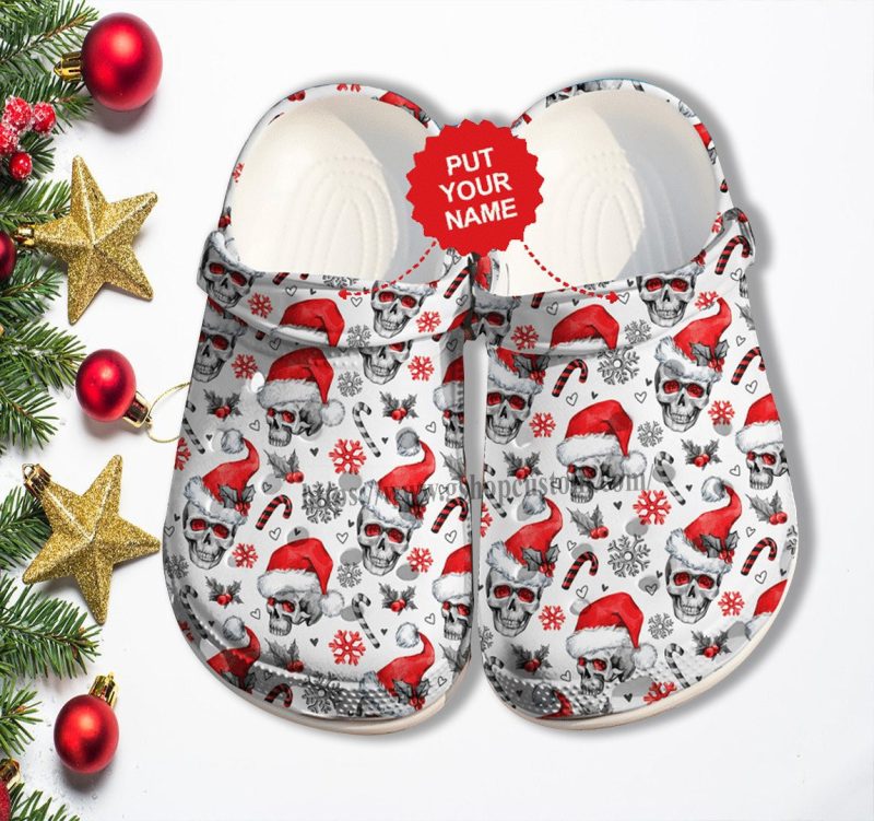 Skull Christmas Hat Winter Shoes Gift Son Daughter – Classic Clogs Shoes