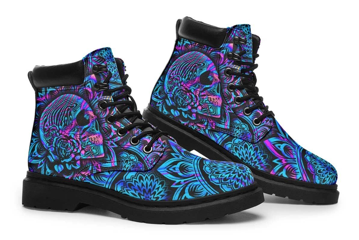 3D Skull Boots Psychedelic Skull