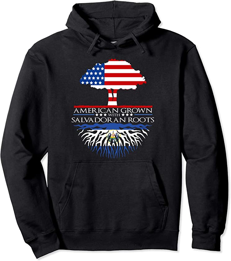 American Grown with Salvadoran Roots US El Salvador Flag Pullover Hoodie