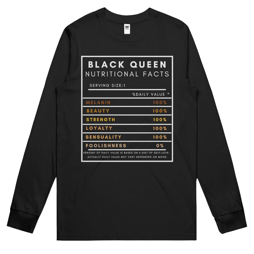 Nutritional Facts Shirt, Nutritional Facts Long Sleeve T Shirts, Black Queen Nutrition Facts, Black Queen Nutritional Facts Shirt For Women Gift Long Sleeve T Shirts