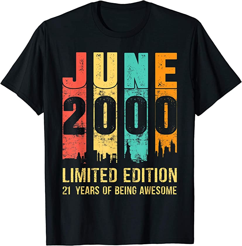 Vintage June 2000 Limited Edition 21 Year Old 21st Birthday T-Shirt