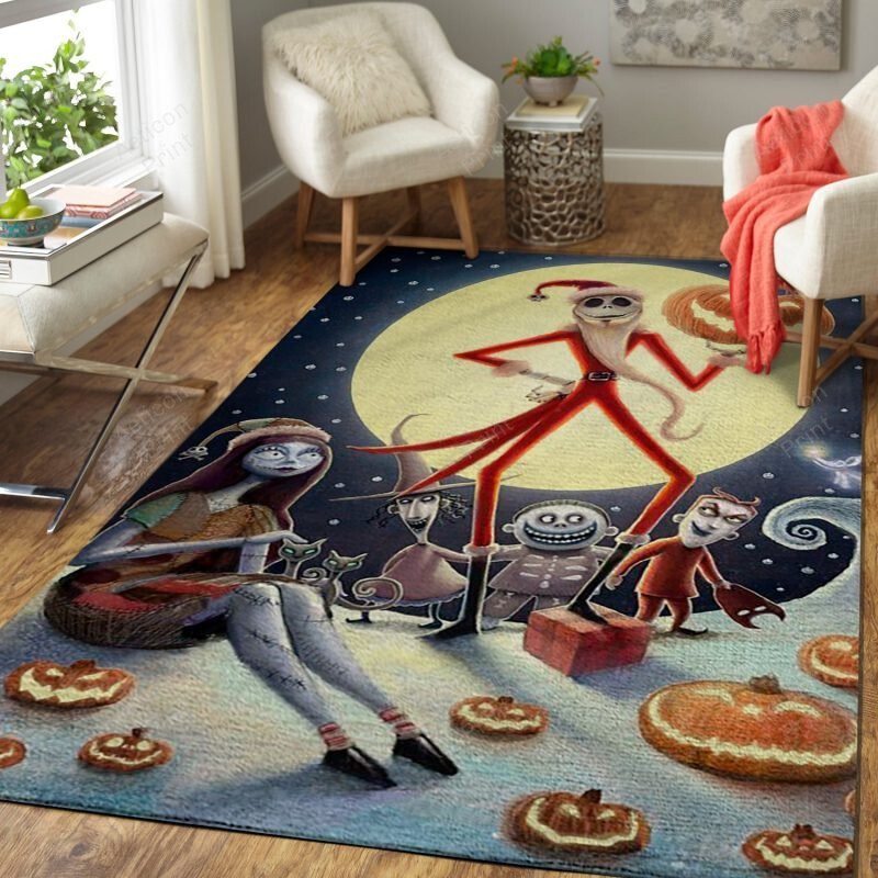 Santa Jack Skellington The Nightmare Before Christmas Halloween Living Room Area Rug Carpet Vintage Home Decor Gift Idea Carpet