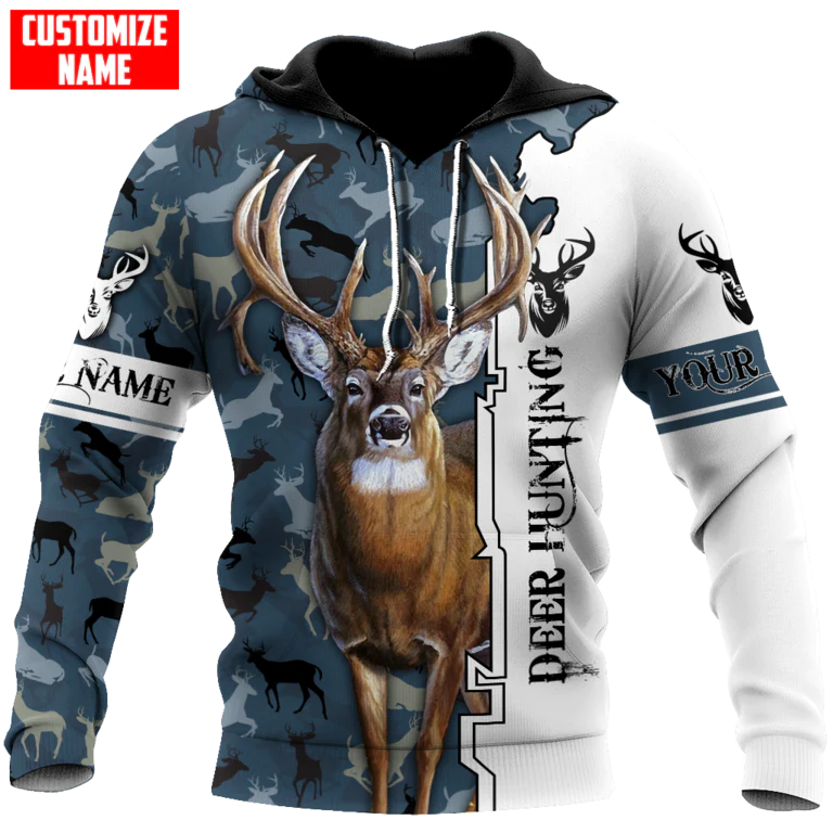 3D All Over Printed Deer Hunting Hoodie, Custom Hoodies With Deer Hunting Light Camo Pattern Hoodie