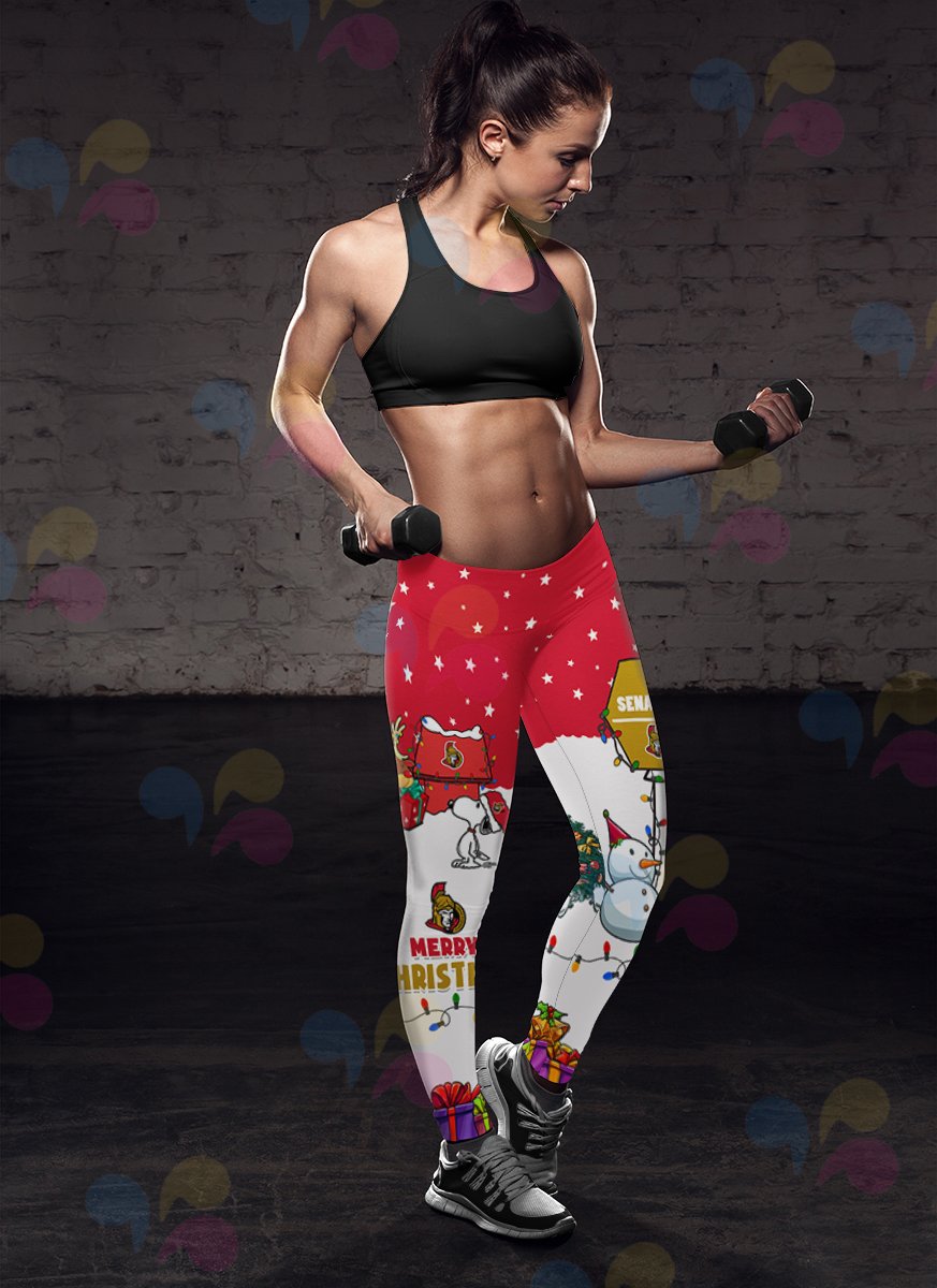 Funny Merry Christmas Ottawa Senators Leggings