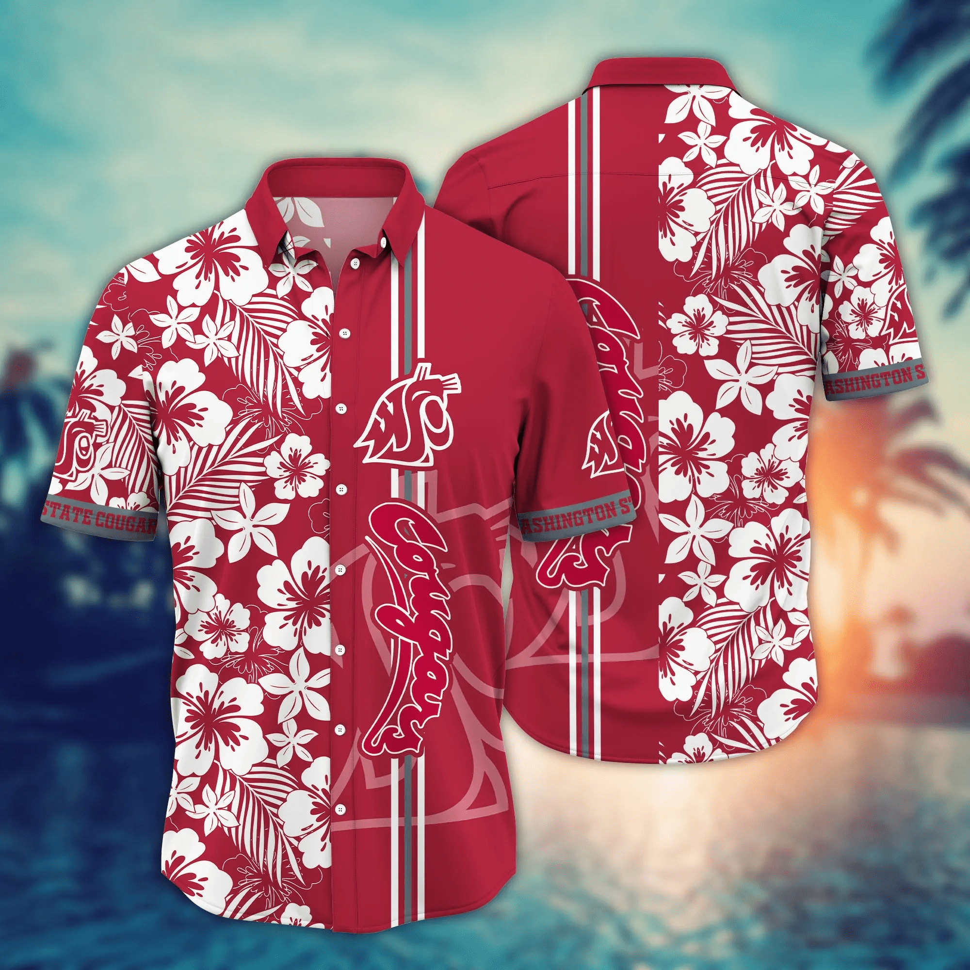 Washington State Cougars NCCA Hawaiian Shirt Vacation Spotstime Aloha Shirt