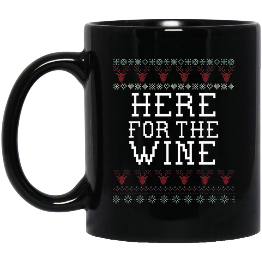 Wine Funny Holiday Ugly Christmas Sweater 11 oz 15 oz Black Mug