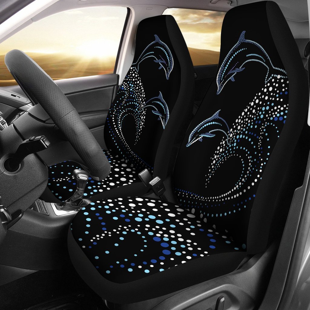 Dolphin Dot Car Seat Cover | Universal Fit Car Seat Protector | Easy Install | Polyester Microfiber Fabric | Csc1576