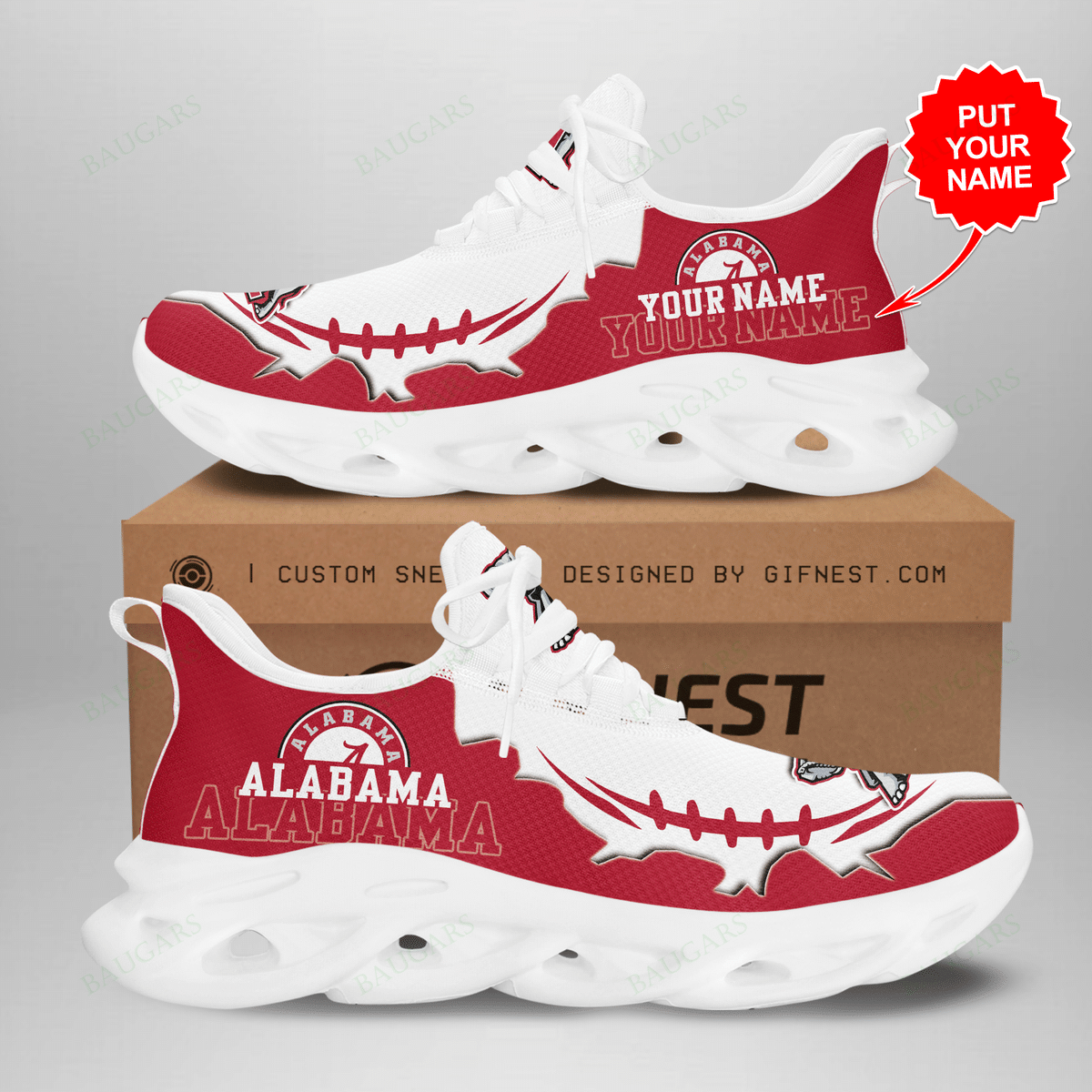 Alabama Crimson Tide Yezy Running Sneakers Art 485