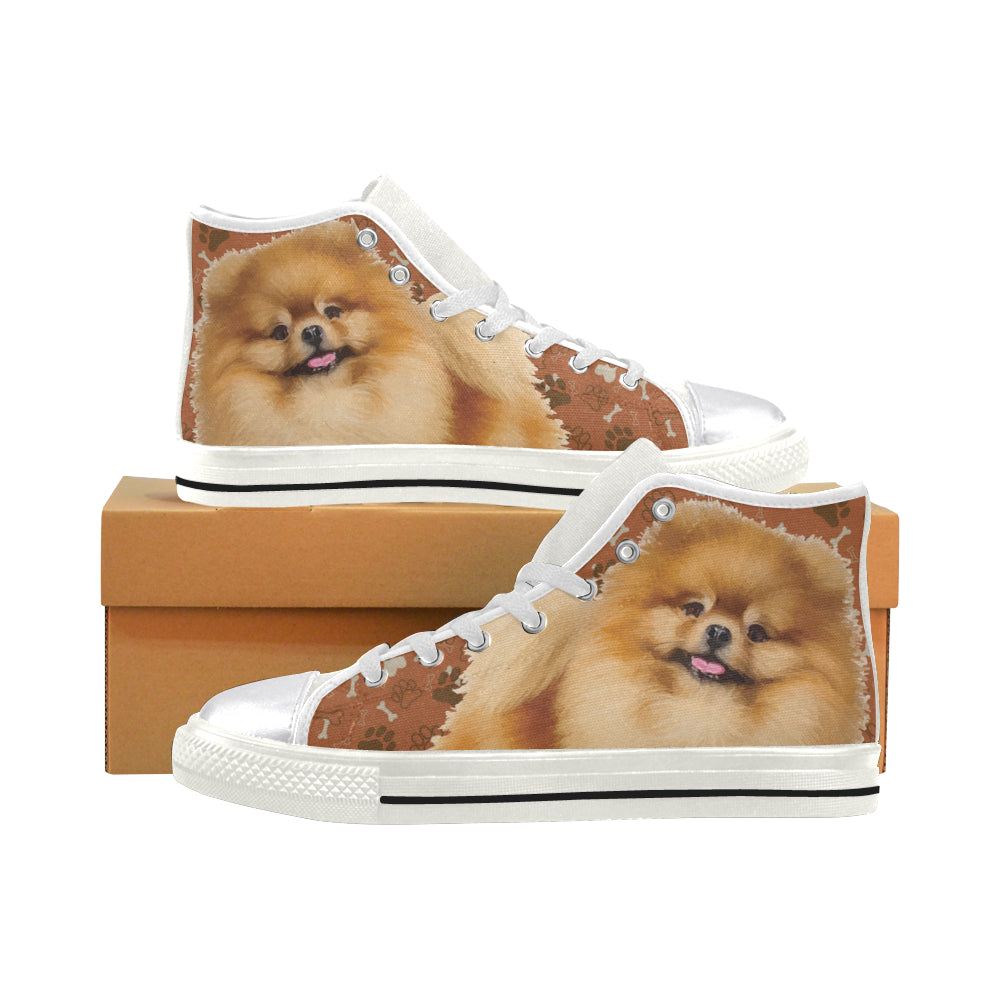 Pomeranian Dog White Women’s Classic High Top Canvas Shoes